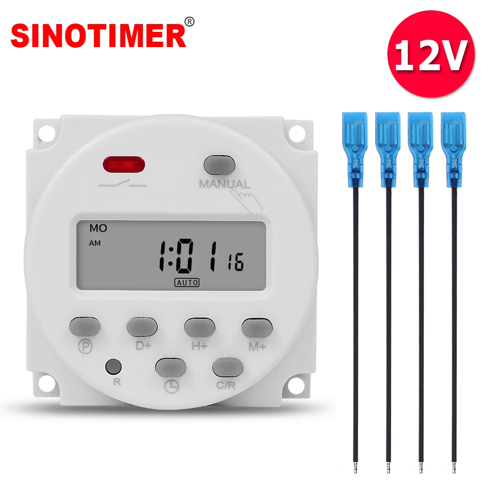 

CN101A 12V AC/DC Digital 7 Days Weekly Programmable Timer Switch Electronic Lighting Daily Time Relay Programmer inside Battery