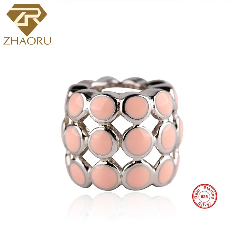 

Zhaoru 925 Sterling Silver Enamal Pendant Charm Fit Bracelet & Bangle & Necklace DIY Fine Jewelry Silver Hollow-out Bead