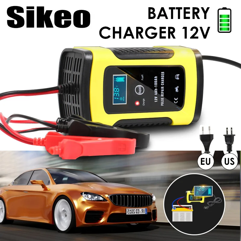 

Full Automatic Car Battery Charger 110V To 220V To 12V 6A LCD Smart Fast for Auto Car Motorcycle Lead-Acid Batteries Charging