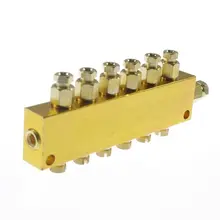 Латунь 6 способов Регулируемая Дистрибьютор Нефть Клапан коллектор блок 6 мм на входе 4 мм из