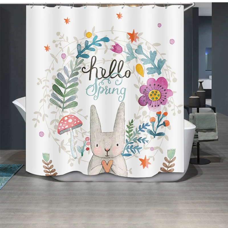 Cartoon Pattern Printed Shower Curtains Creative Waterproof Mildew