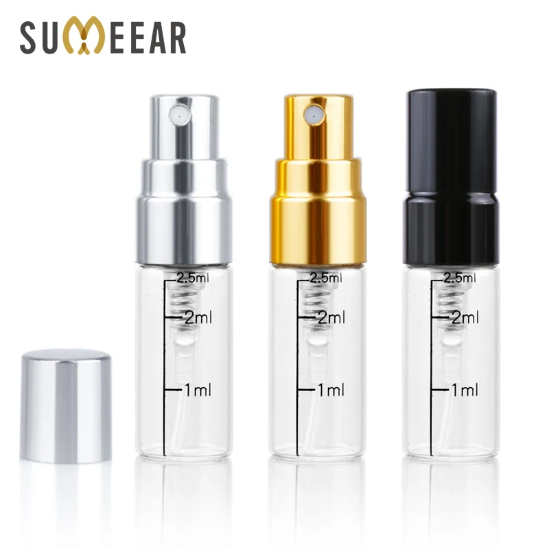 

100pieces/lot 2ml Scale Refillable Mini Perfume Spray Bottle Aluminum Spray Atomizer Portable Travel Cosmetic Container Bottles