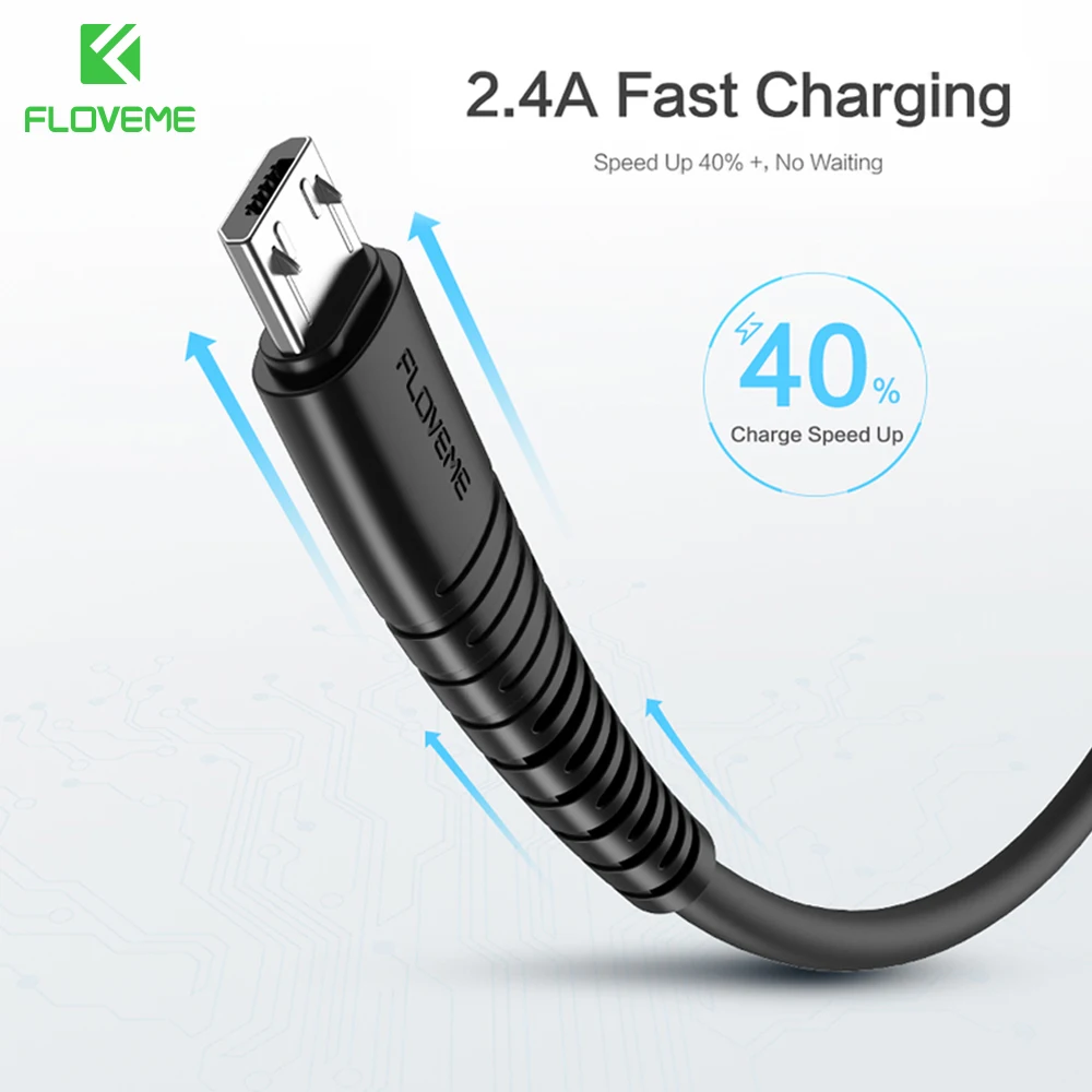 

FLOVEME Micro USB Cable 2.4A Fast Charging Mobile Phone Data Cable Wire Microusb Charger Cable For Samsung Sony HTC LG Cord