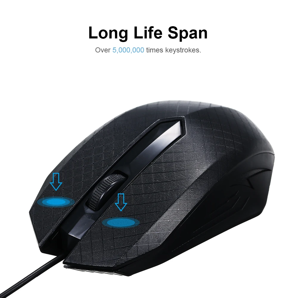 

USB Optical Wired Mouse 3-Button 1600 DPI Gaming Mouse with 1.1M Cord Compatible for MacOS Windows 7/8/10/XP