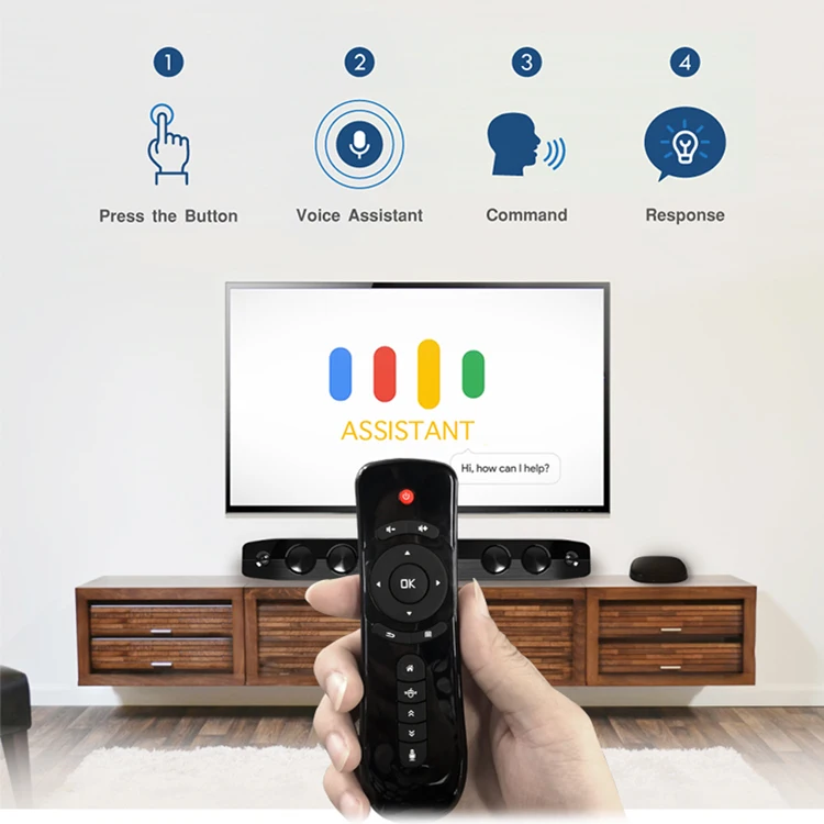 

2018 New T2 2.4G Air Mouse with 6-Axis Gyroscope+G-sensor & Voice Assistant function Remote Control for Smart TV/Android Box/PC