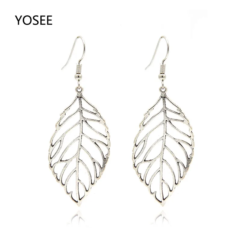 Earrings for Woman New Boho Vintage Tibetan Silver Retro leaf Long Hanging Statement Jewelry Women earrings | Украшения и