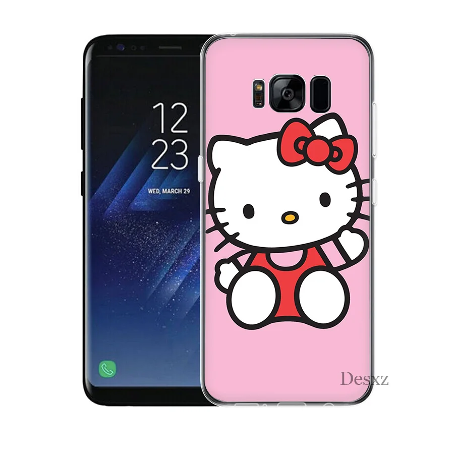 Задняя накладка чехла из ТПУ для samsung Galaxy S7 Edge S8 S9 Plus Note 8 9 популярный модный hello kitty