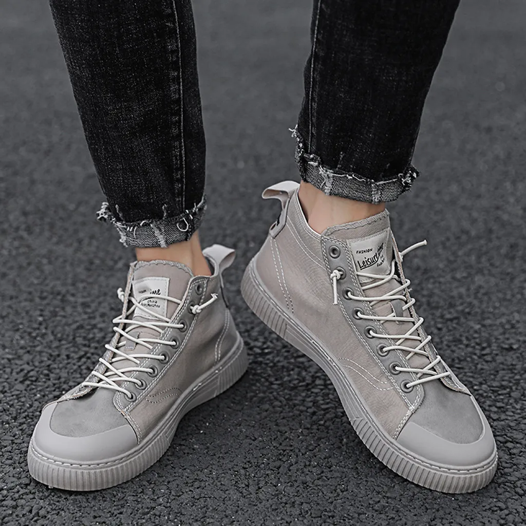 Mens Patent Leather Breathable Leisure Sport Shoes High Top Sneakers Fashion HOT