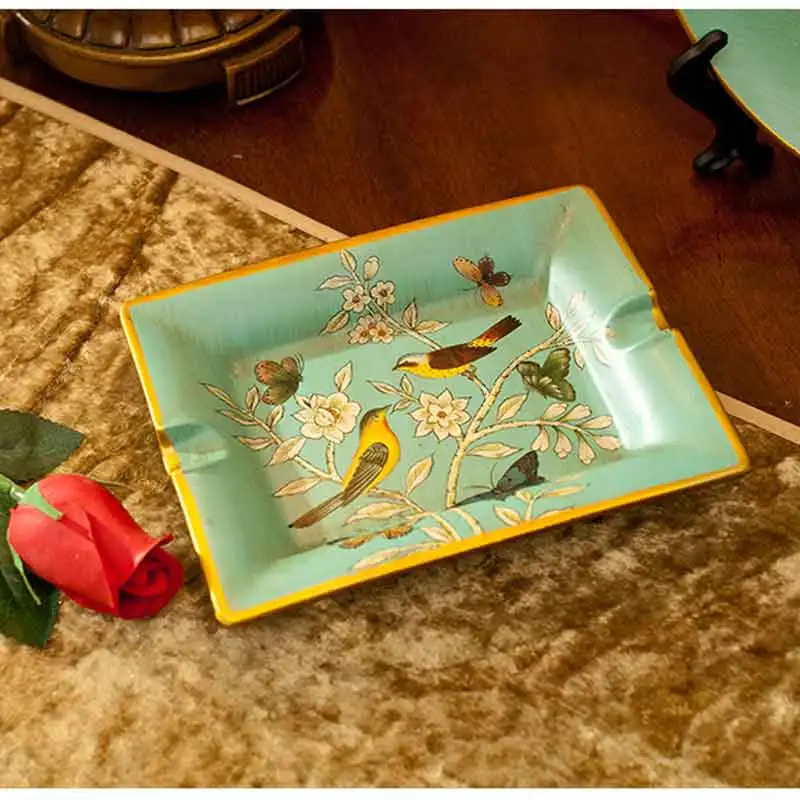 Американский стиль ретро искусство узор керамическая Роскошная сигарная Пепельница держатель 2 сигары мужчины подарок домашняя декоративная тарелка для хранения лоток