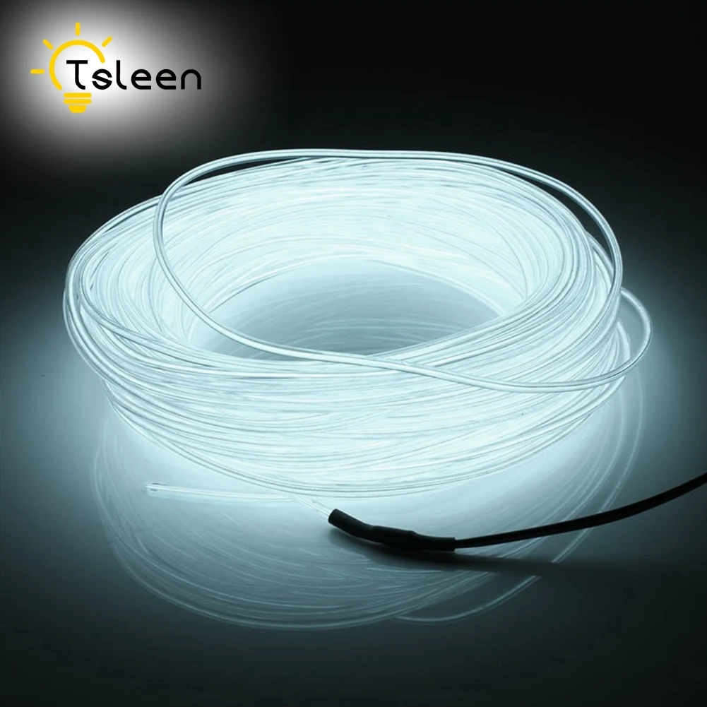 

Cheap Led Strip EL Wire 2 3 5M Colorful Battery Powered 3V Flexible EL Wire Neon LED Light Portable Lamp Decorative Sring Line