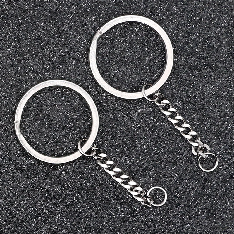 5 шт./лот, полированный брелок для ключей из нержавеющей стали, разделенное кольцо с короткой цепочкой, брелки для женщин и мужчин, DIY Брелки