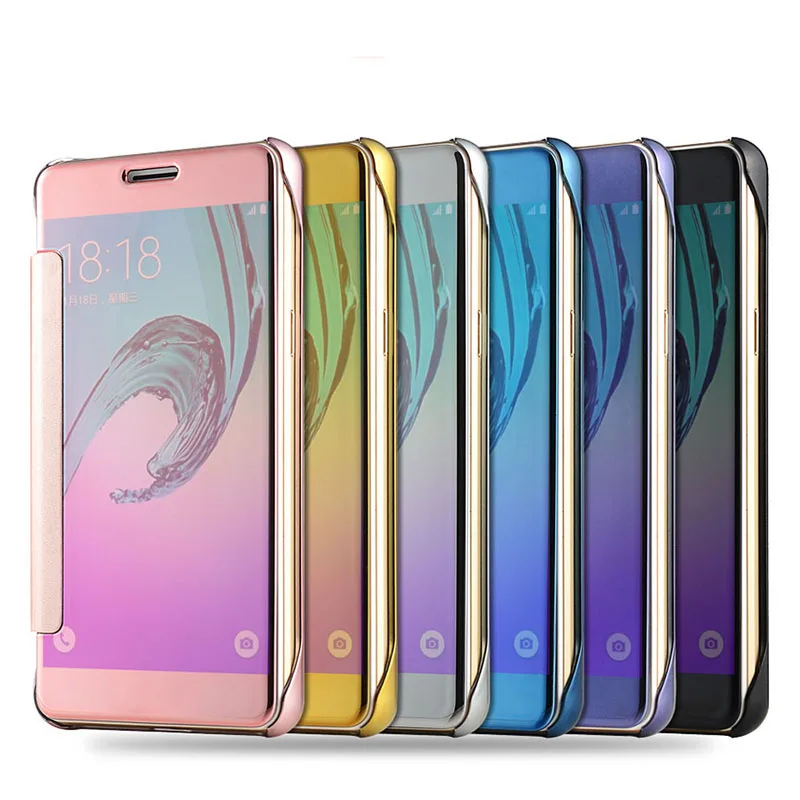 

S8 S7 S6 edge Plus Cover Luxury Smart Flip Slim View Plating Mirror Flip Case For Samsung Galaxy Note 5 4 A3 A5 A7 J3 J5 J7 Capa
