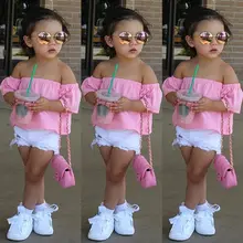 Baby Girls Blouses Fashion Toddler Infant Baby Kids Girls Off-shoulder shirt Tops Casual Summer Clothes