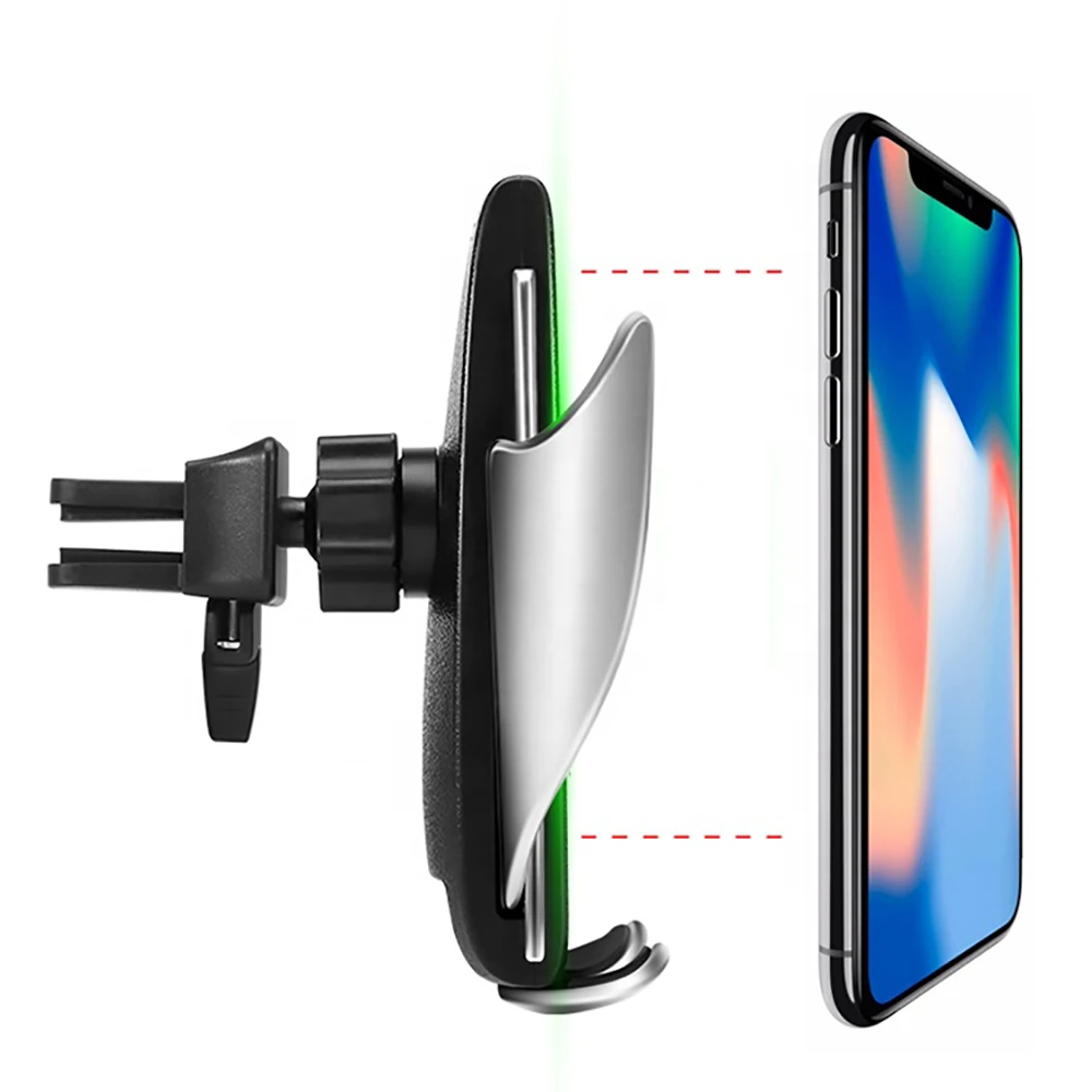 Kabym Auto Clamping Wireless Car Charger Air Vent Holder 360 Rotation Charging Mount Bracket For iphone For Huawei smart phone