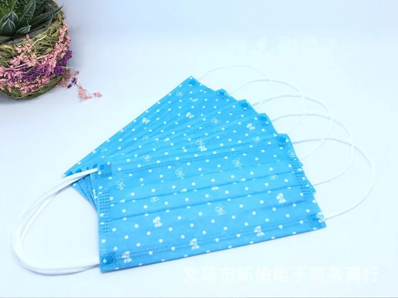3 Layers non-woven printing disposable mask dustproof anti fog haze tail gas prevention ear hanging respirator (5)