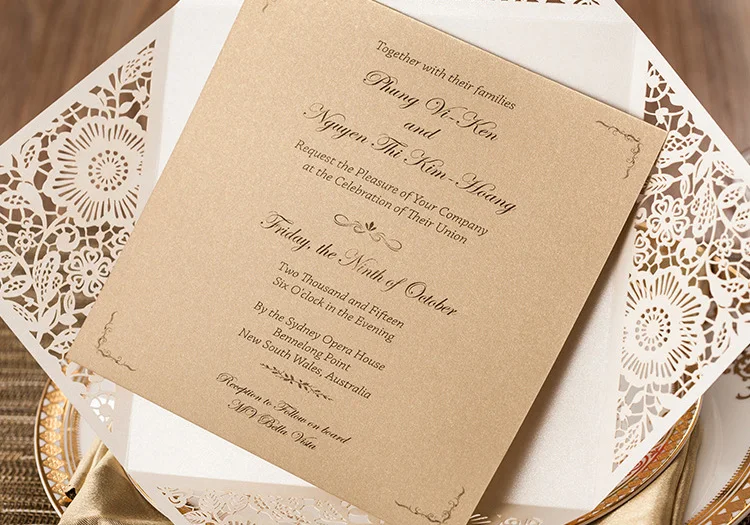 Hot S White Wedding Invitations Brown Insert Card Envelope Hot S White Wedding Invitations Brown Insert Card Envelope Free Printing Laser Cut Flower For Party In Cards From Home