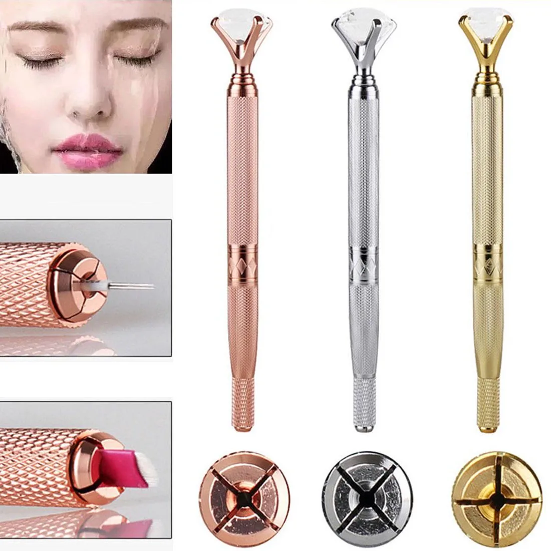 Серебряный Красивая Татуировка ручка Microblading аппарат для татуажа Перманентный макияж бровей татуировки ручка-держатель игл