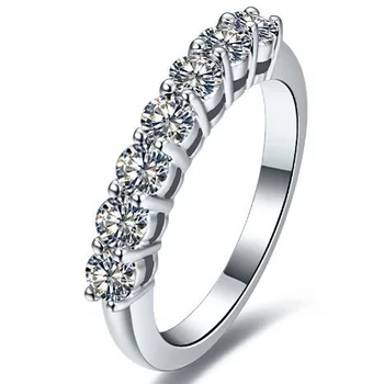 

0.1*7 carat Sterling Gold 585 Seven Stones Pleasing Real Moissanite Women Wedding Ring Top Brand Style Permanent Quality