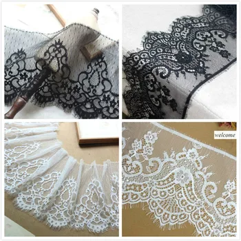 

Exquisite Single-sided High-quality Eyelash Lace Dress Skirt long Stitching Accessories Wedding Veil Material