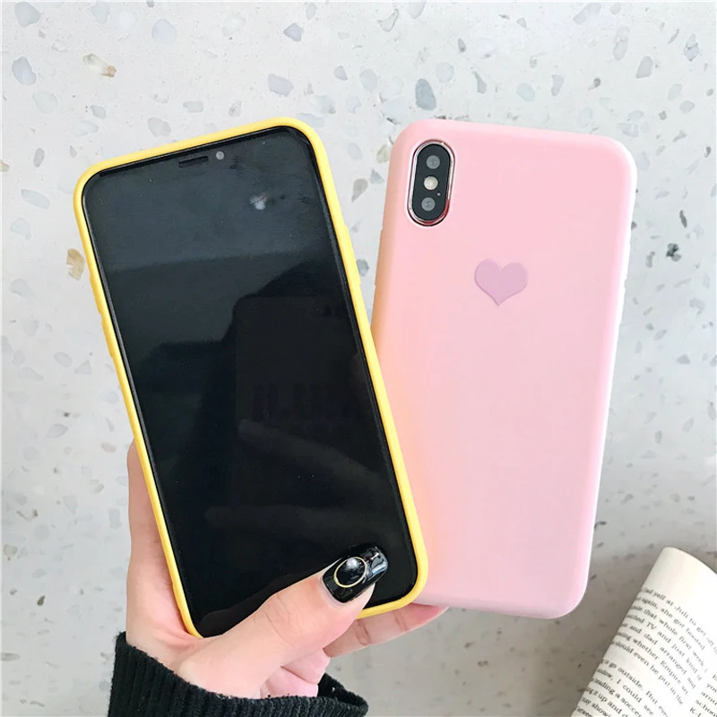 Милый чехол для телефона с сердечками iphone X XR XS Max Модный мягкий из ТПУ ярких