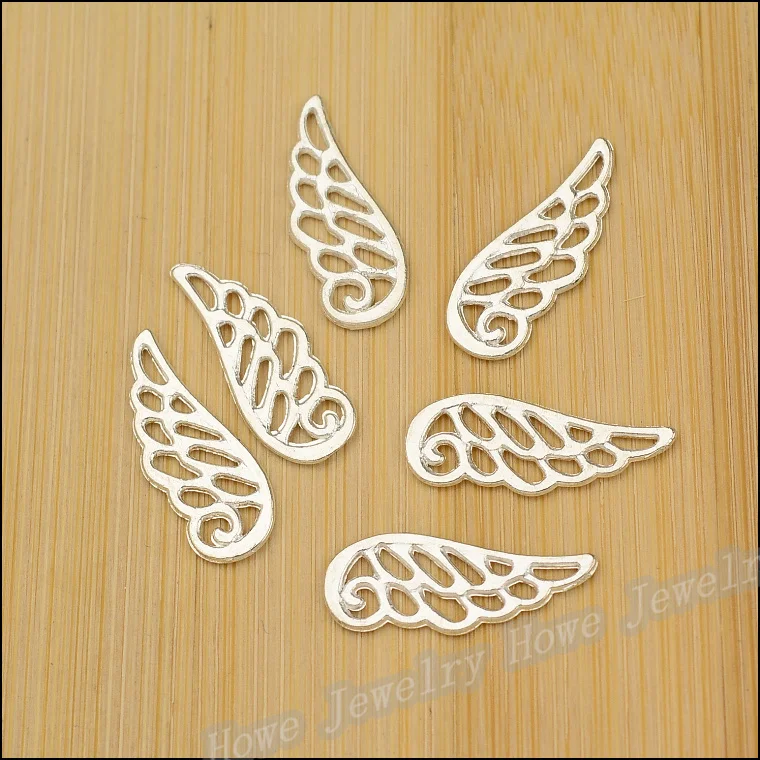 Wholesale150 PCS Vintage Charms Wing Pendant Bright silver Fit Bracelets Necklace DIY Metal Jewelry Making