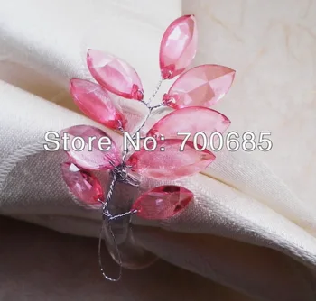 

pink leaf christmas napkin ring ,flower napkin holder,