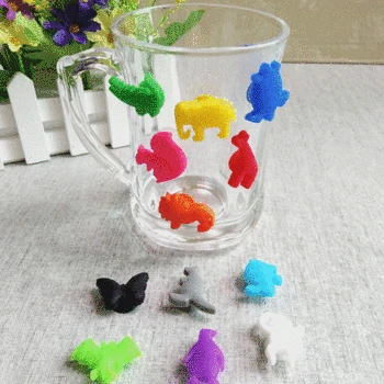

Party Dedicated Animal Suction Cup Wine Glass Silicone Label Silicone Wine Glasses Recognizer Marker Tea Accessories 12Pcs/Set