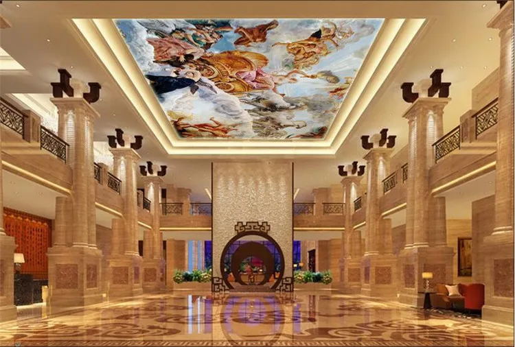 3d European Top Ceiling Wallpaper Angel Figure Oil Painting