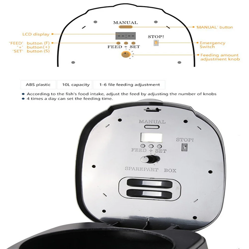 10 л большая емкость автоматическая машина для кормления рыб ПЭТ таймер автоматический дозатор еды для аквариума компьютерное управление Koi пруд кормушка