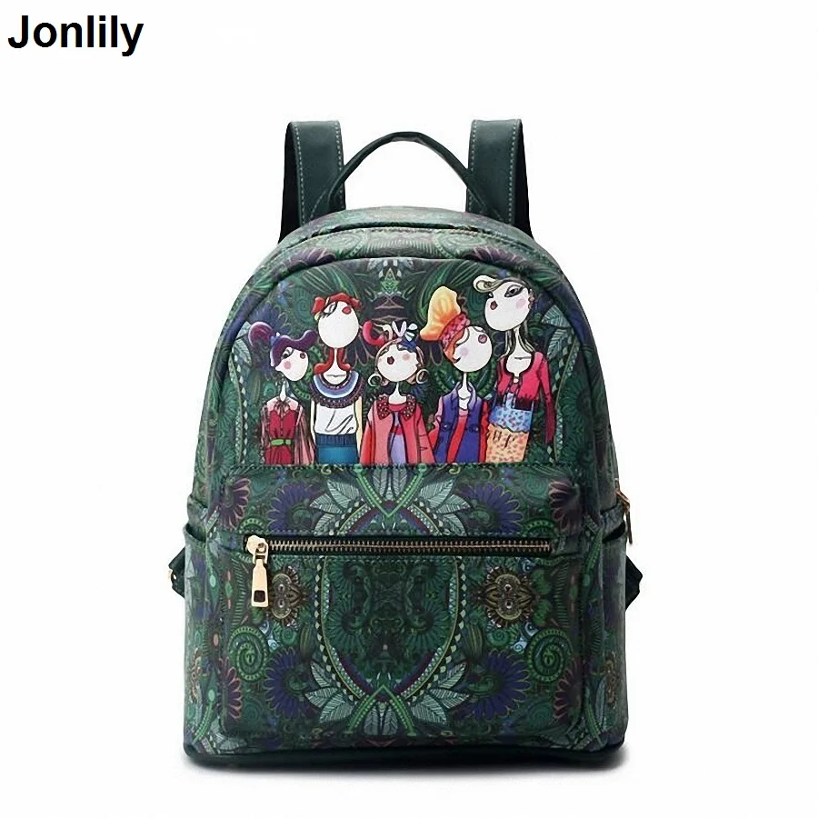 

women backpack pu leather shoulder bag Character 3D Printing school bags for teenagers Girl Casual Bagpack SLI-278