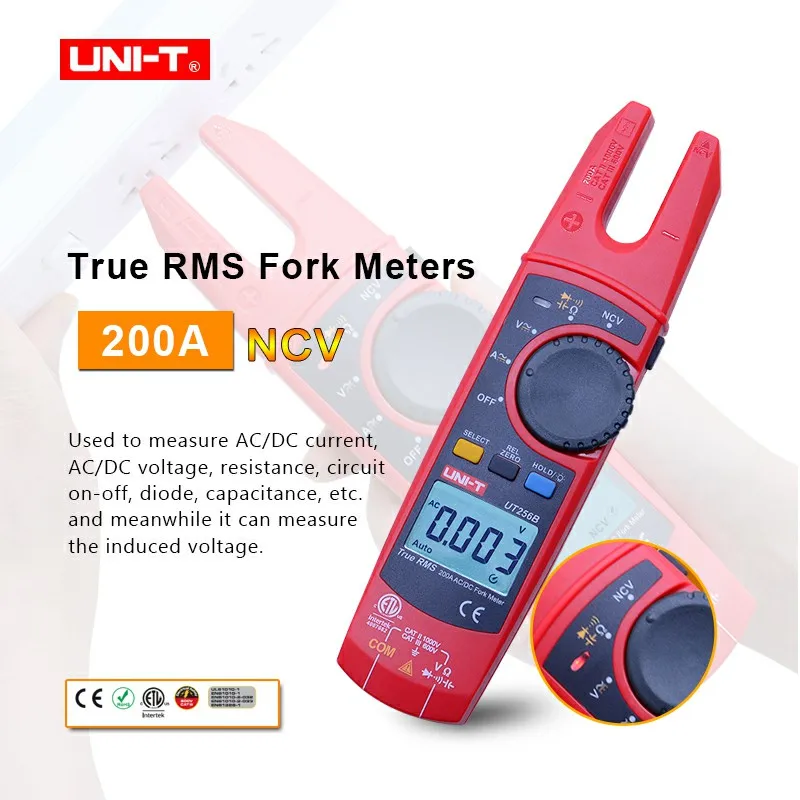 

UNI-T UT256B Digital Multimeter True RMS 200A AC DC Current Clamp Meters NCV Tester Voltmeter Ohm Cap Auto Range 6000 Counts