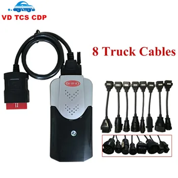 

VD TCS CDP Pro Plus New Vci + LED Cable Scanner For Cars / Trucks Diagnostic Tool as Mvd + 8pcs Truck Cables Kit for Truck + DHL