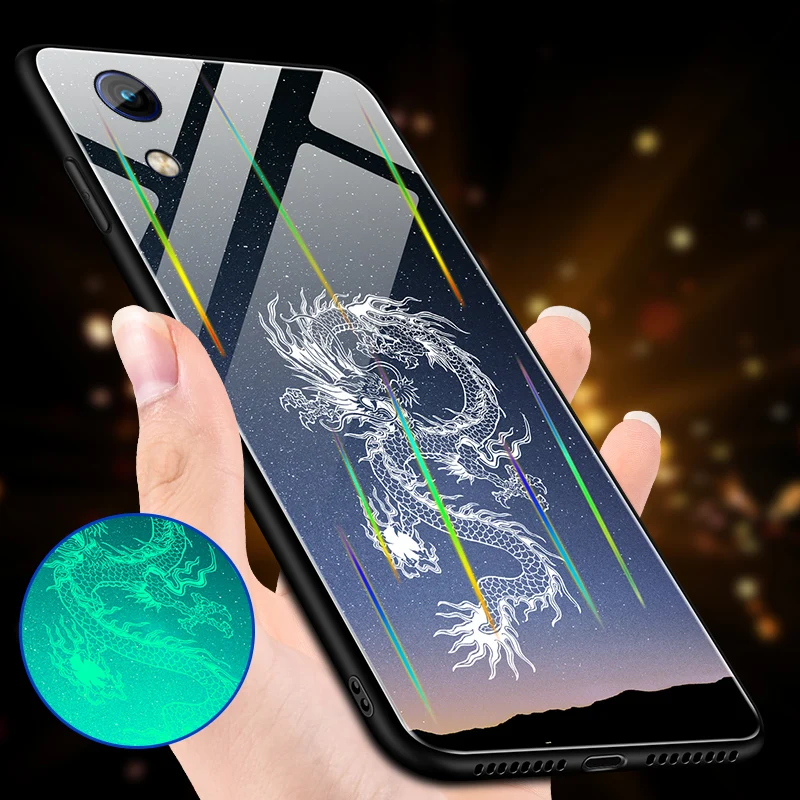 Case for Huawei Honor 8A Y6 Pro 2019 Tempered Glass Luminous Wolf Shockproof Cover |
