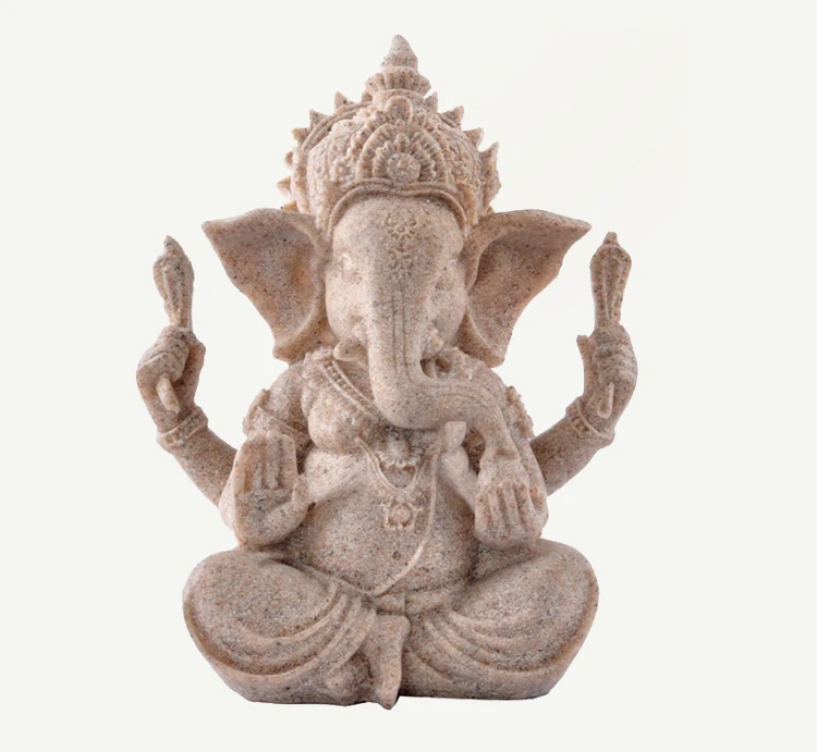Фэншуй Будда скульптура песчаник Индийский Слон Ганеш Бог Статуя религиозный индуистский Слон-голова домашнего декора ремесла