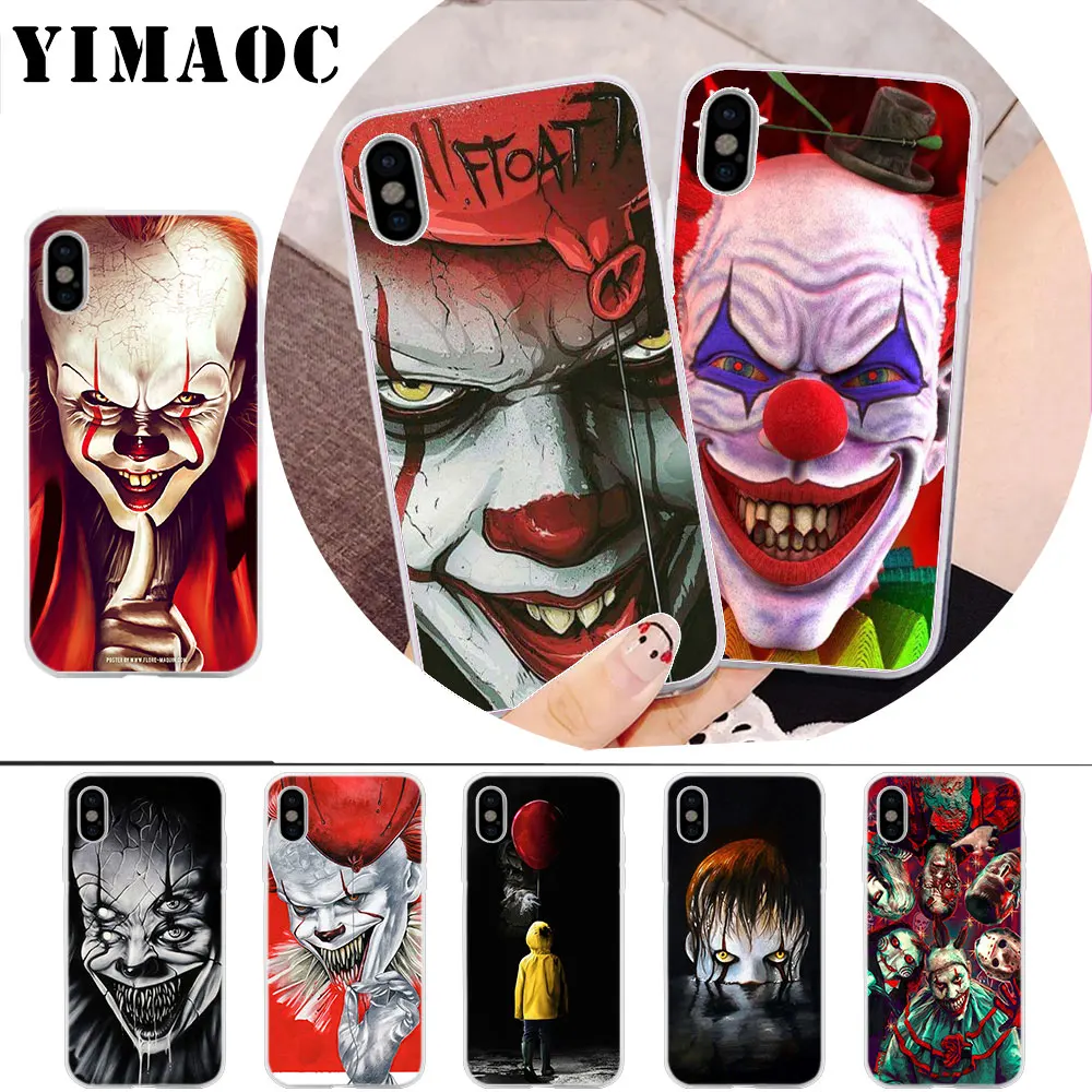 

YIMAOC The Clown Horror IT Soft Silicone Case for iPhone X r s Xr Xs Max 8 7 6S 6 Plus 5 5s SE