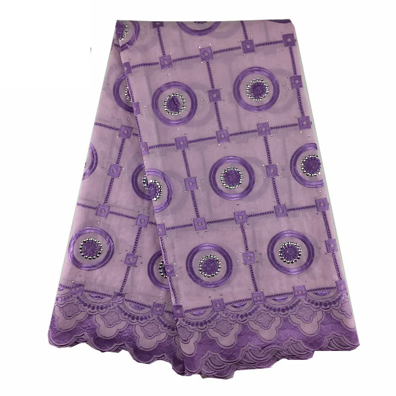 

Nigerian African Lace 807 Lilac High Quality For Women 100% Cotton Lace Fabric With Stones Swiss Voile Lace In Switzerland