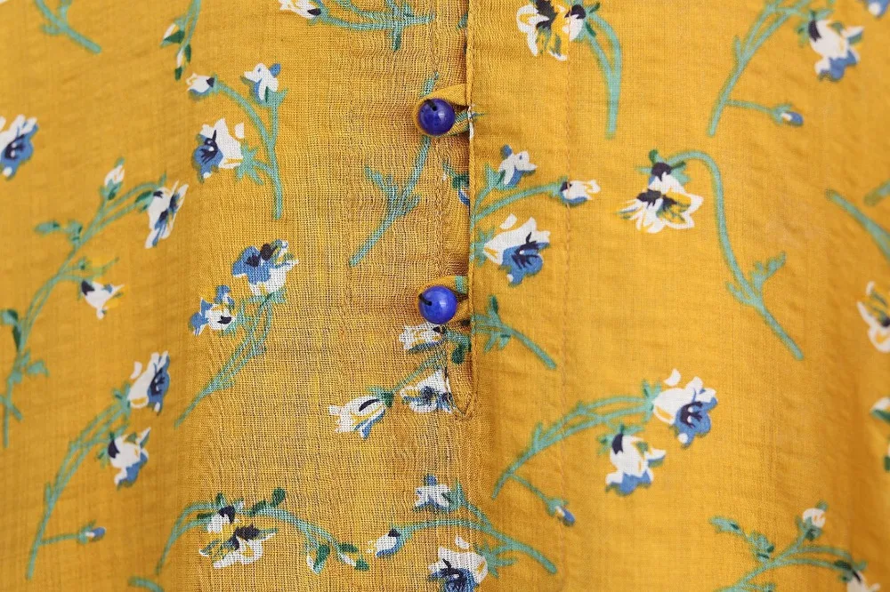 LZJN 2019 Autumn Blouse Long Sleeve O-Neck Chinese Style Shirt Ethnic Ladies Cotton Tunic Tops Floral Blouses for Women 2 Colors (20)