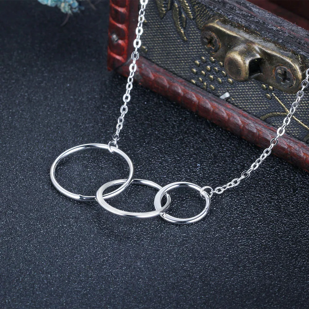 925 Sterling silver 3 Round Necklaces & Pendants for Family NE103082_5 (5)