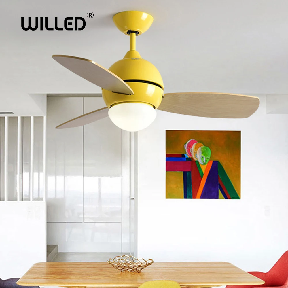 Macaron потолочный вентилятор лампа разноцветный 36 дюймов скандинавский подвесной вентилятор с огнями потолочный вентилятор лампа AC для