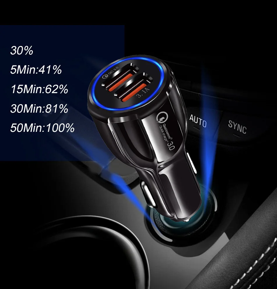Автомобильное зарядное устройство OLAF 3A Quick Charge 3 0 USB для Xiaomi Mi huawei Supercharge SCP QC3.0