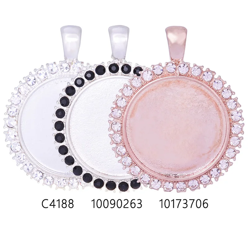 Круглый подвесной поддон с горным хрусталем 25 мм 1 дюйм 10 шт./лот|pendant tray|round pendanttrays