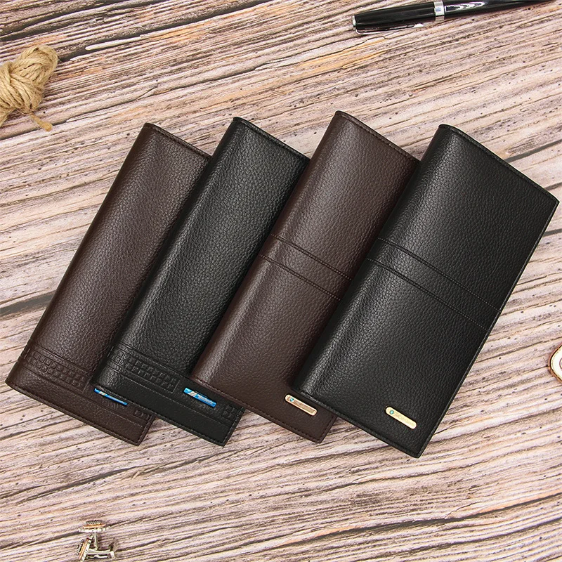 

2019 Business slim men long wallst zipper coin thin pursr high quality soft pu leather Multi card bit clutch embossed money clip