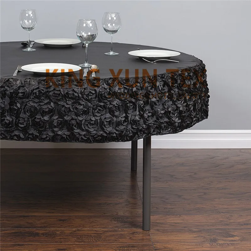 

Round Satin Rosette Poly Tablecloth Wedding Table Cloth Cover Hotel Event Decoration