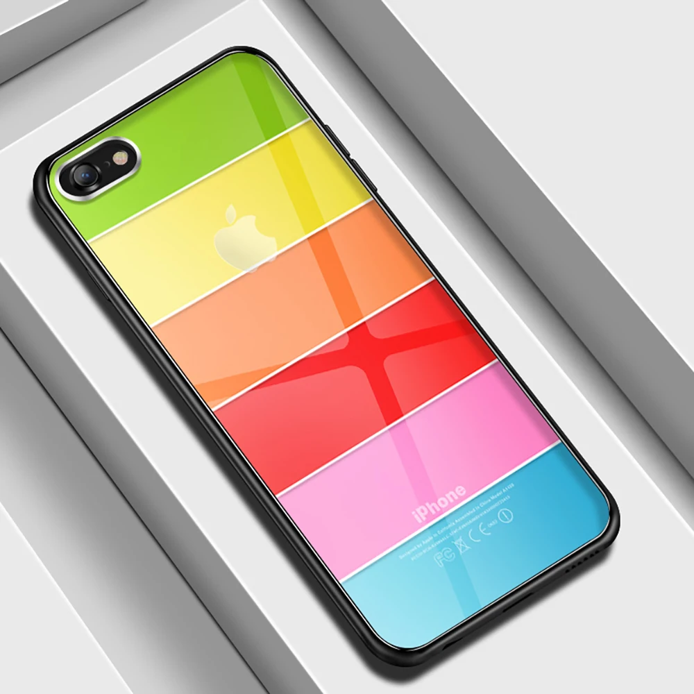 NYFundas For iphone 8Plus 7 6 6S Plus X Clear Tempered Glass Rainbow Shockproof Bumper All-inclusive Protection Conque Accessory (15)