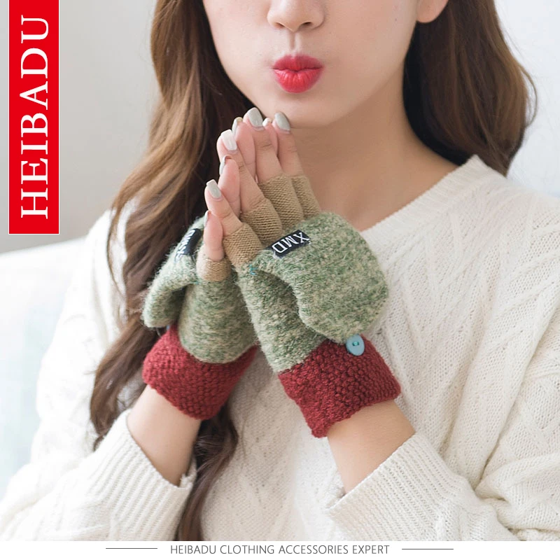 Ms half gloves female qiu dong han edition lovely warm clamshell