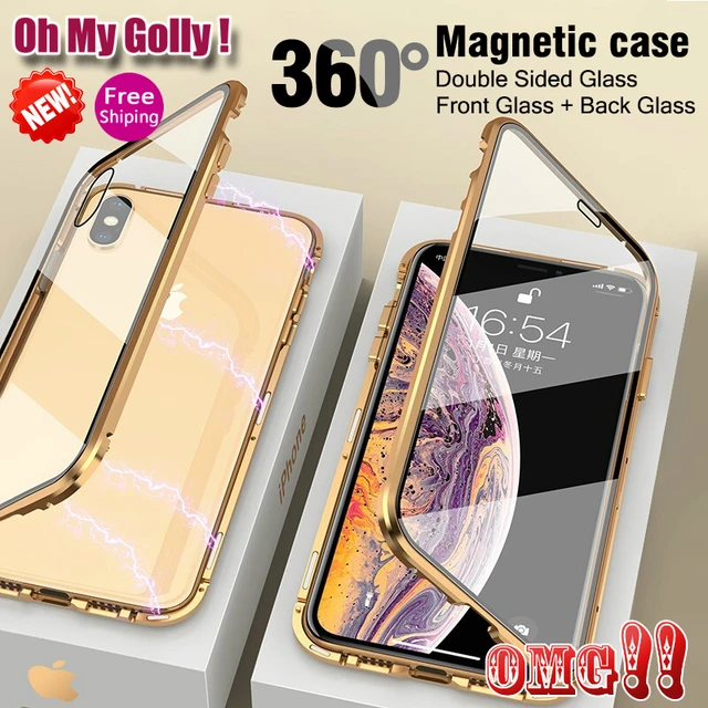 US $4.96 For iphone 8 7 plus iphone X XS Max XR phone case 360 cover coque Luxury Double sided front+back cl