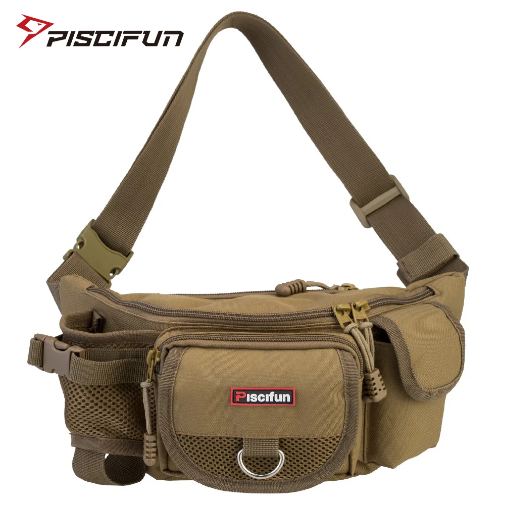  Piscifun Fishing Bag Multifunctional Outdoor Waist Bag Portable Lure Waist Pack Messenger Bag Pole  - 32974958715
