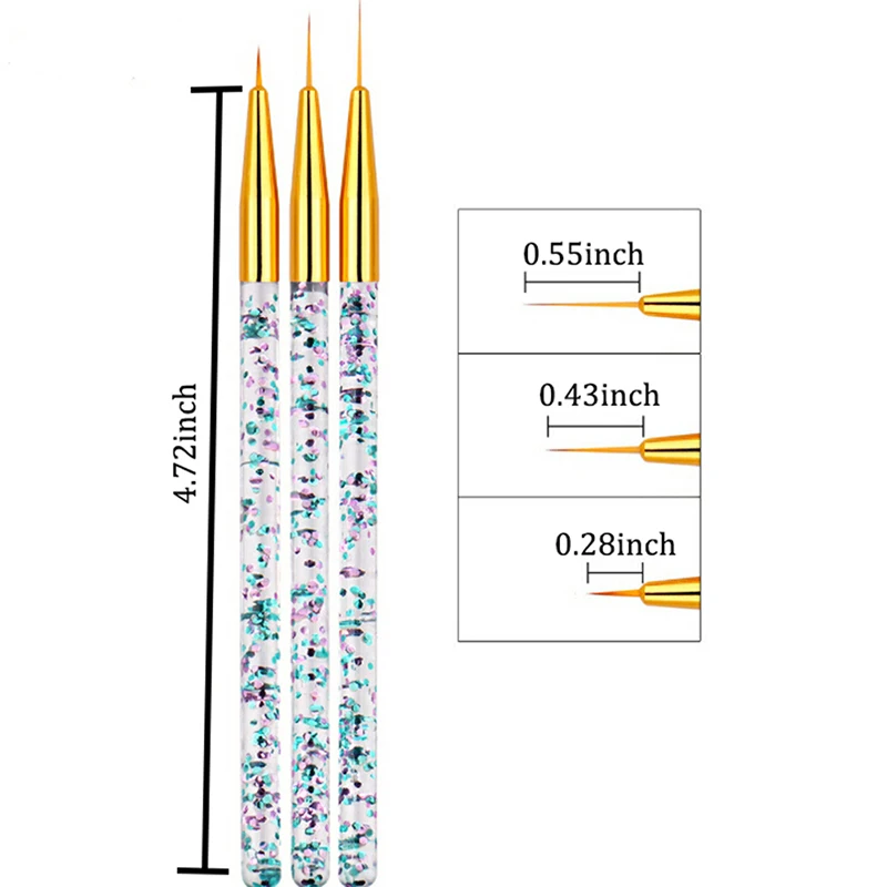 Лидер продаж 3 шт./компл. ногтей искусство линии малярные кисти, кристаллый акриловый тонкий лайнер для рисования карандаш для маникюра, инструменты УФ-гель