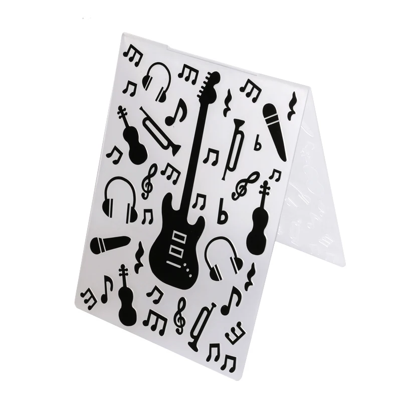 

Plastic Embossing Folders Musical instrumen Card Template for DIY Scrapbooking photo album Making Supplies 10.5*14.5cm