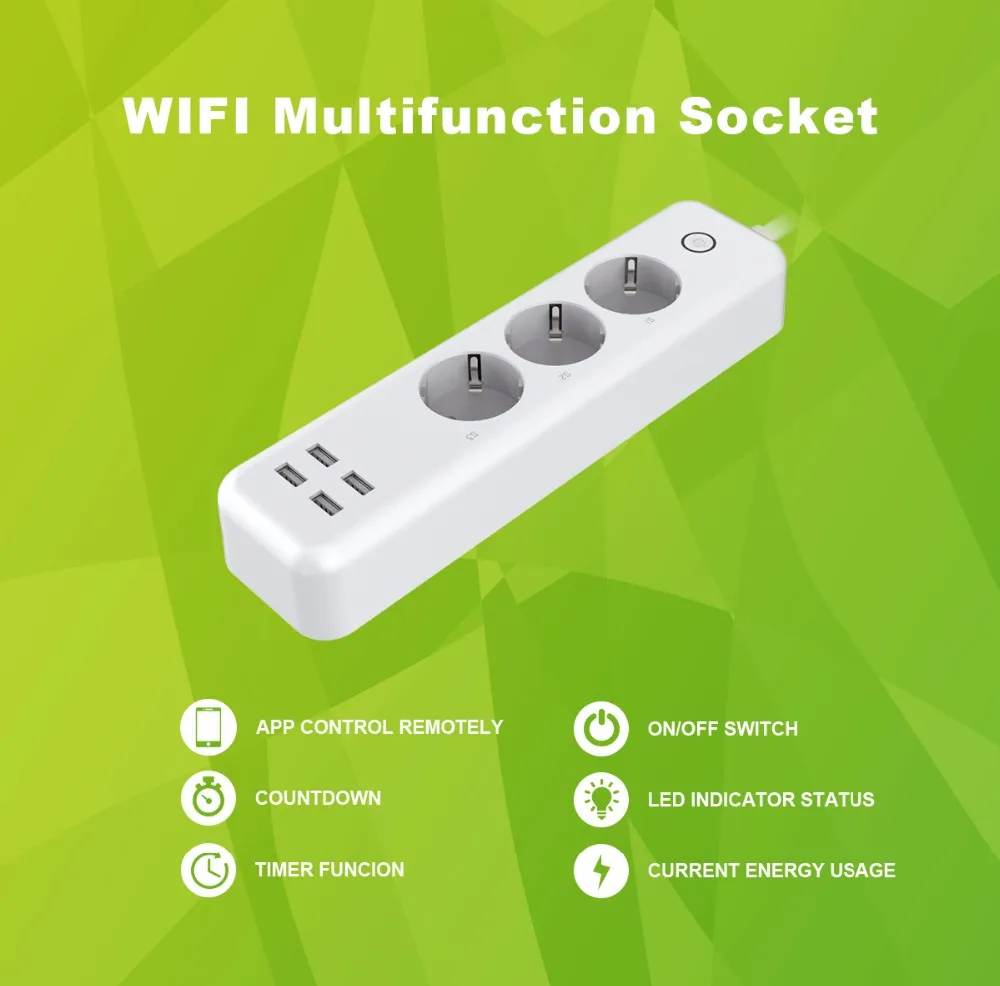 Wifi Smart power Strip адаптер 3 EU штепсельная розетка с USB 4 зарядным портом Homekit работает с Alexa и Google Assistant